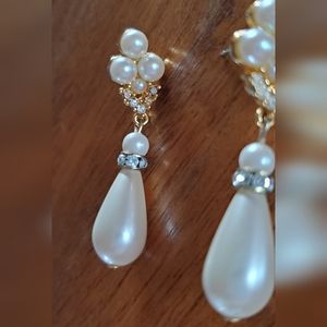 Perfect Wedding Faux Pearl and Diamond Earrings